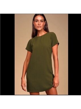 Lulu's Shift and Shout Olive Green Shift Dress